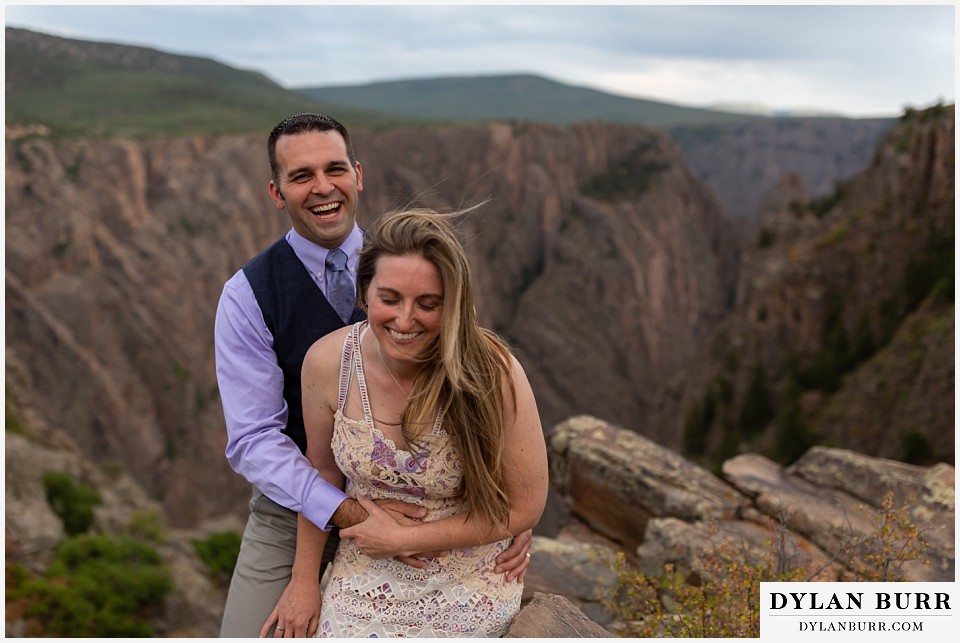 black canyon colorado elopement wedding adventure a happy bride and groom laughing