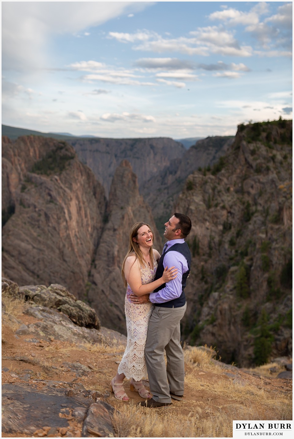black canyon colorado elopement wedding adventure bride and groom laughing