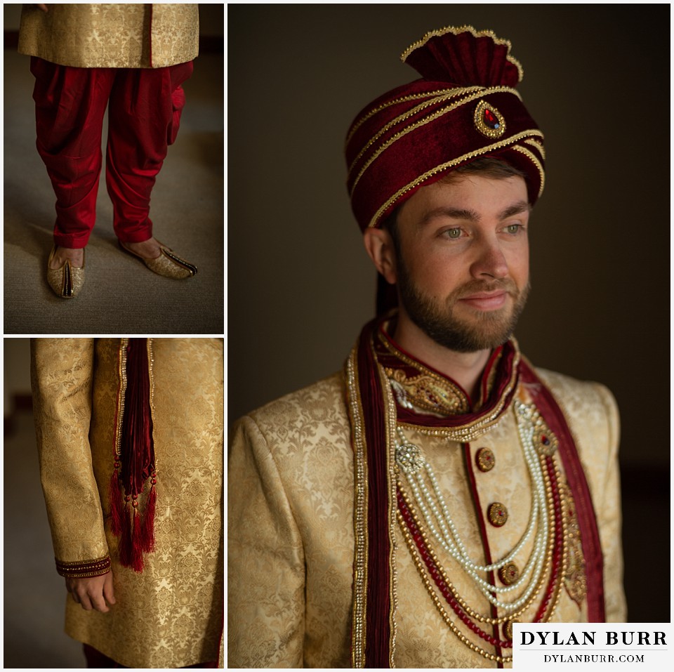 cielo at castle pines wedding colorado mountain wedding groom all dressed and ready for barat