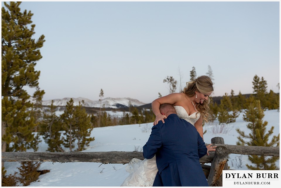 devils thumb ranch wedding in winter couples portraits