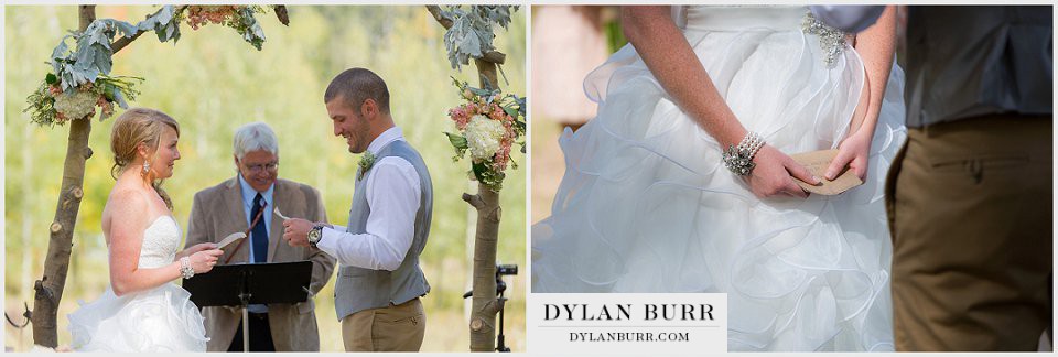 durango wedding photographer burlap details vows aspen arbor