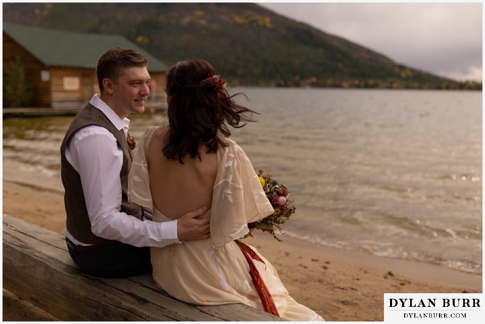 grand lake wedding elopement groom looking at his bride with love