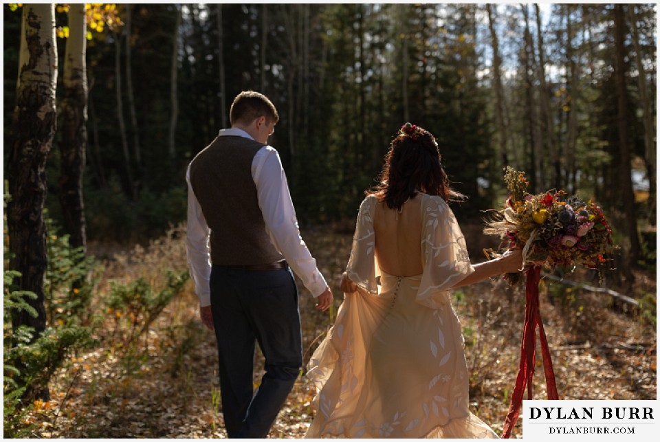 rocky mountain national park grand lake wedding elopement close up on groom and bride