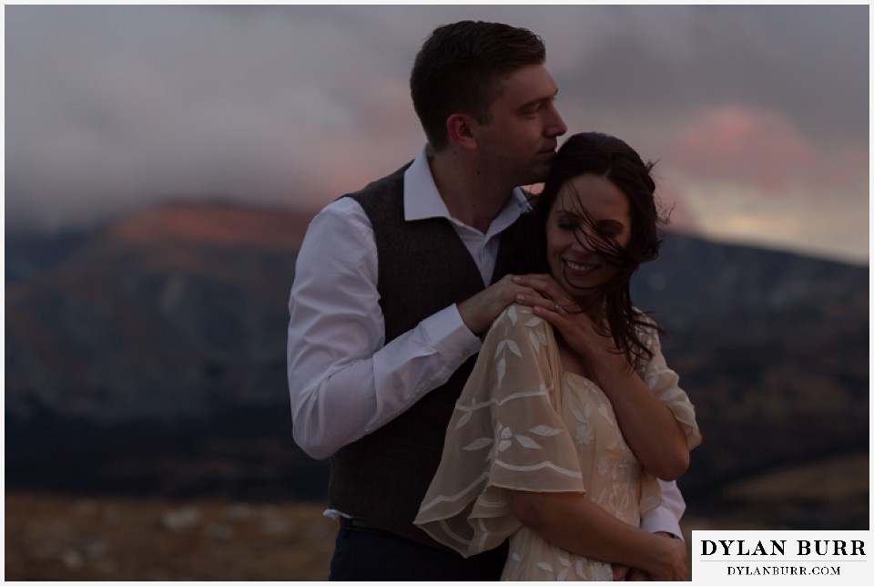 rocky mountain national park grand lake wedding elopement bride and groom at twilight