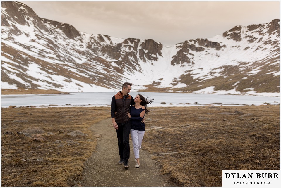 rocky mountain engagement session in colorado mountain summit lake