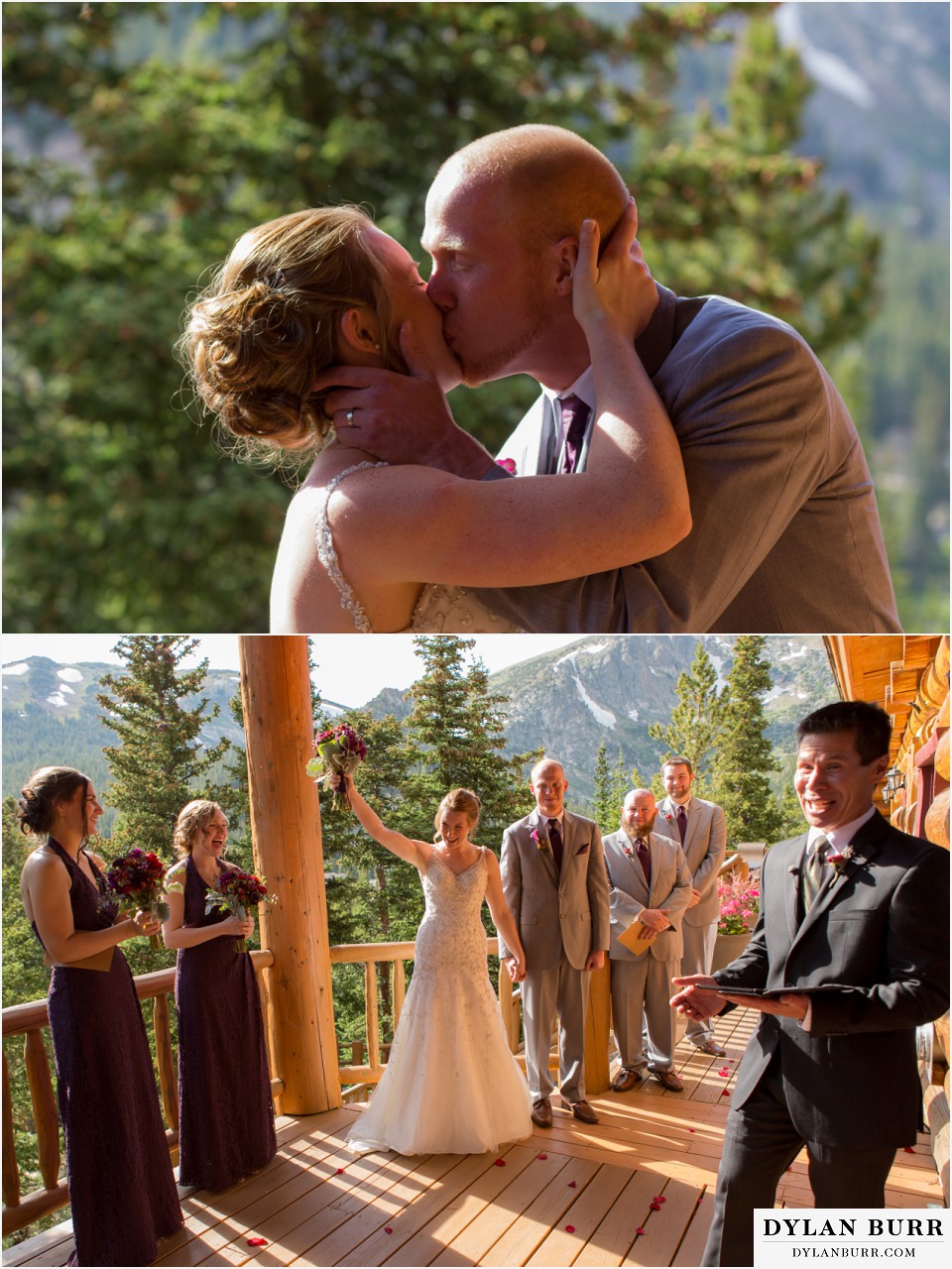 colorado mountain wedding silverlake lodge first kiss