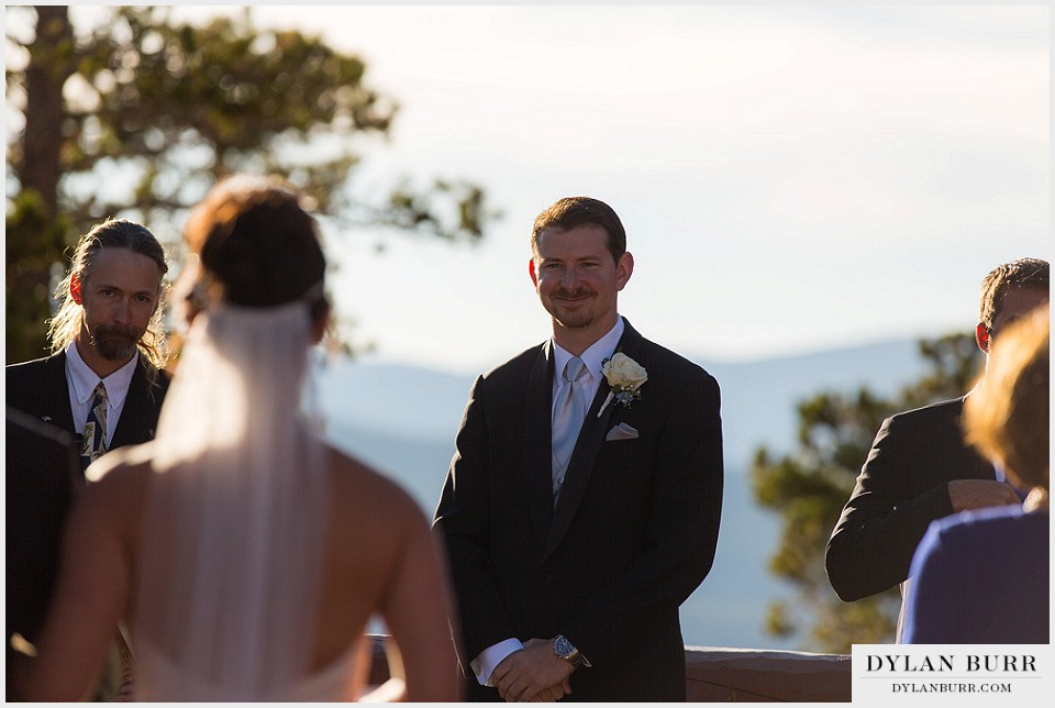 winter park wedding lodge at sunspot ceremony groom reaction