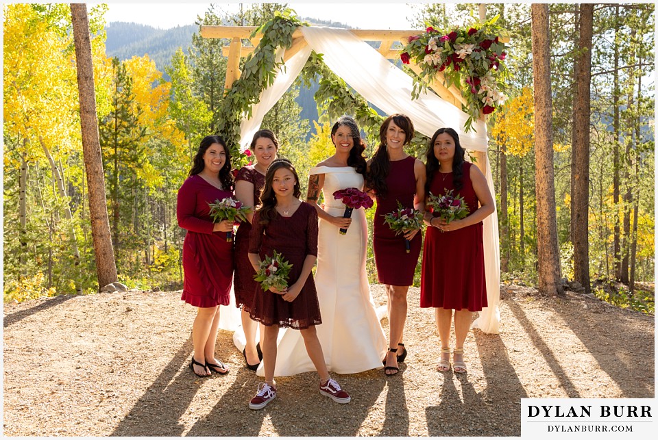winter park mountain lodge wedding colorado bride with bridesmaids