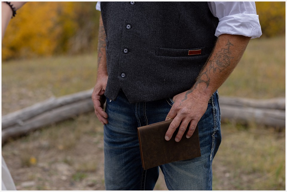 adventure elopement western colorado groom's vow book