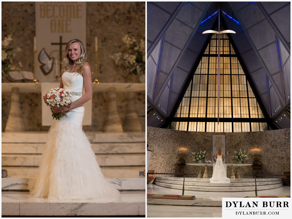 air force academy wedding bridal portraits in cadet chapel