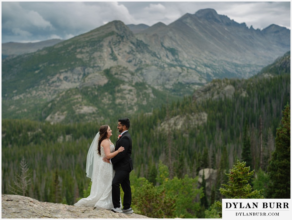 all day elopement in Rocky Mountain National Park giant mountain view longs peak