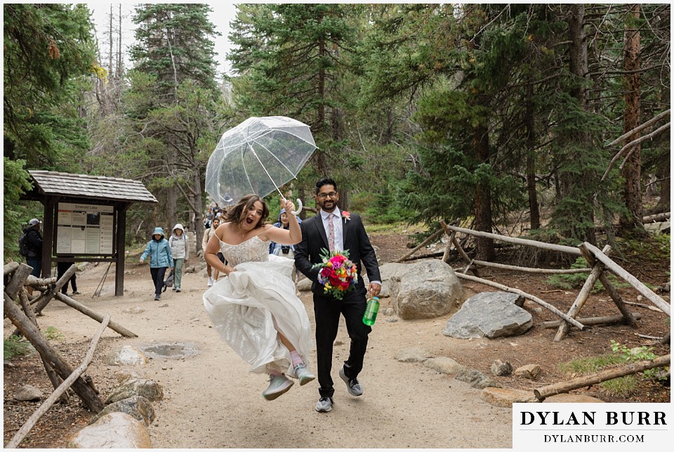 all day elopement in Rocky Mountain National Park bride kicking her heels