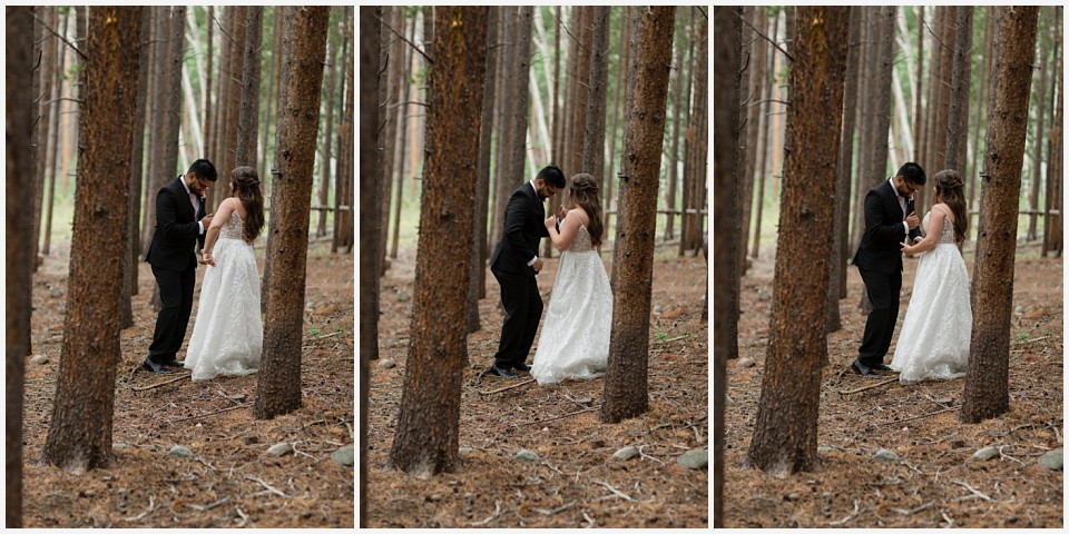 all day elopement in Rocky Mountain National Park dancing in the pine trees