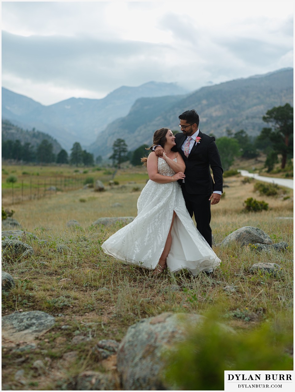 all day elopement in Rocky Mountain National Park dancing in the moraine valley