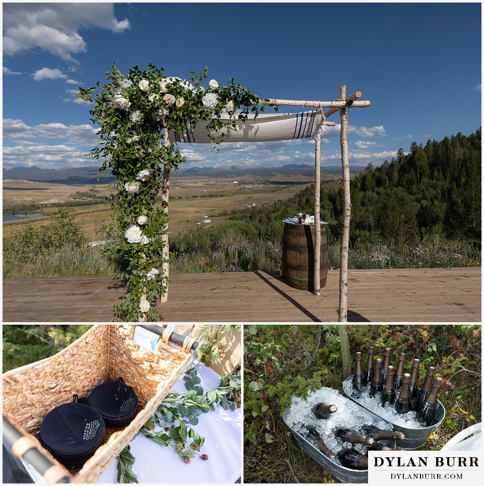 jewish huppah chuppah at ceremony site at antler basin ranch wedding