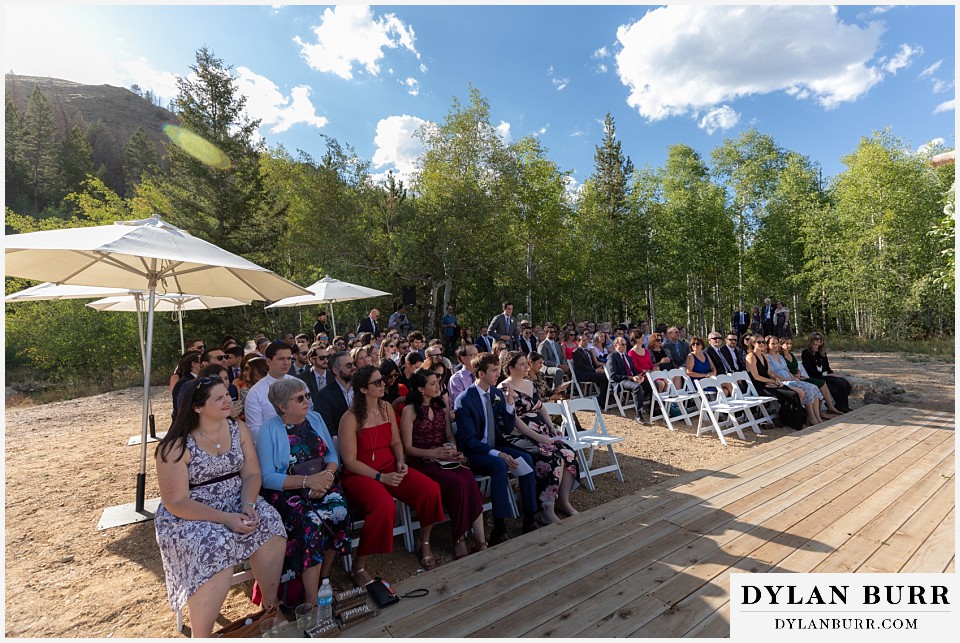 Antler basin ranch wedding ceremony site full of guests