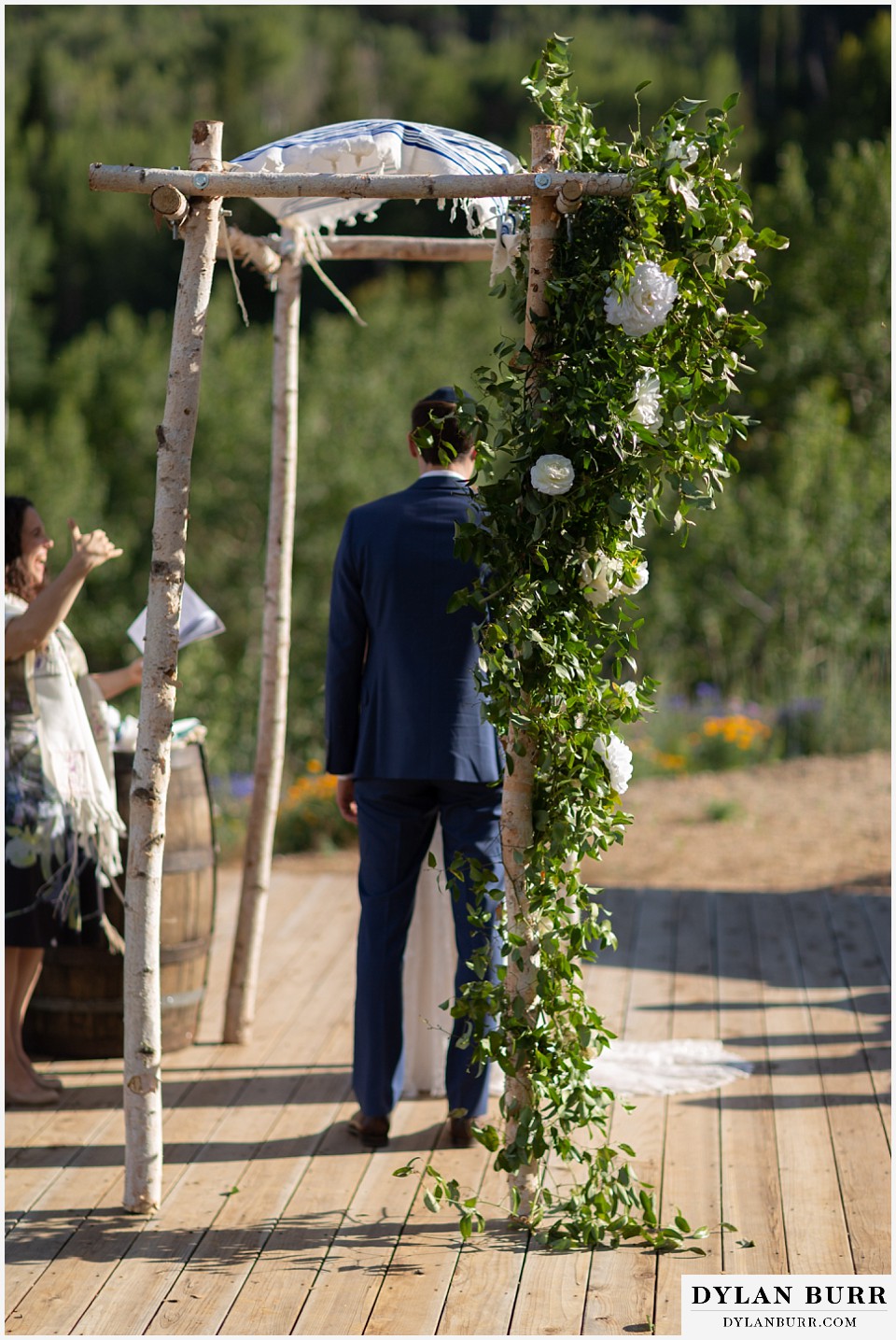 wedding details and flowers on huppah Antler Basin Ranch wedding