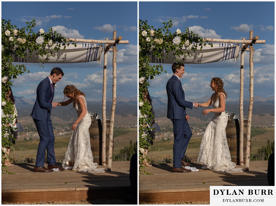 bride and groom stomping on glass mazel tov Antler Basin Ranch wedding