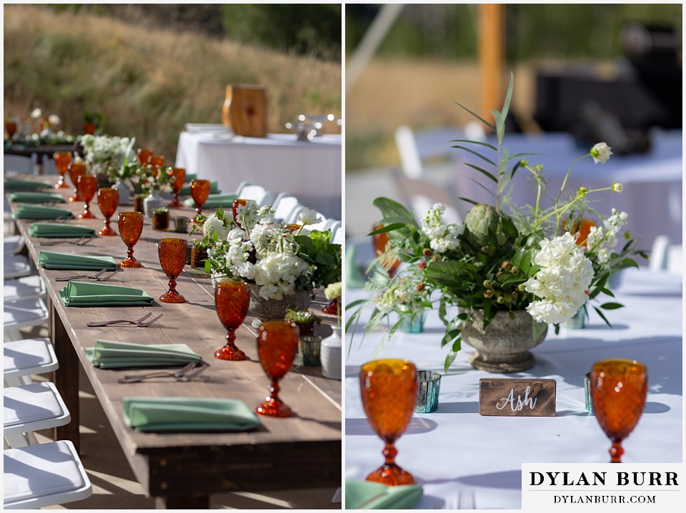 table setting ideas and names at Antler Basin Ranch wedding