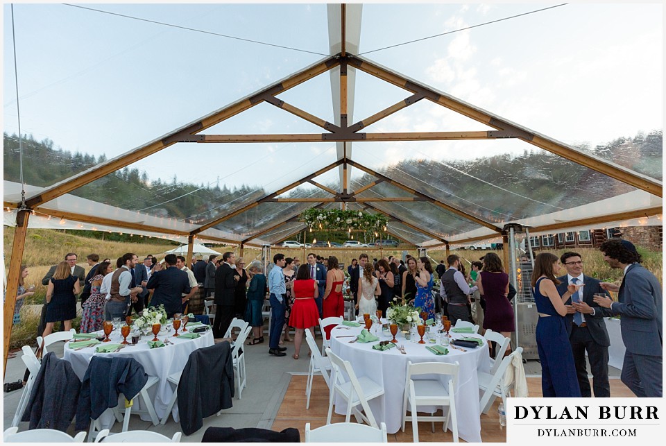 wedding tent with clear roof at Antler Basin Ranch wedding