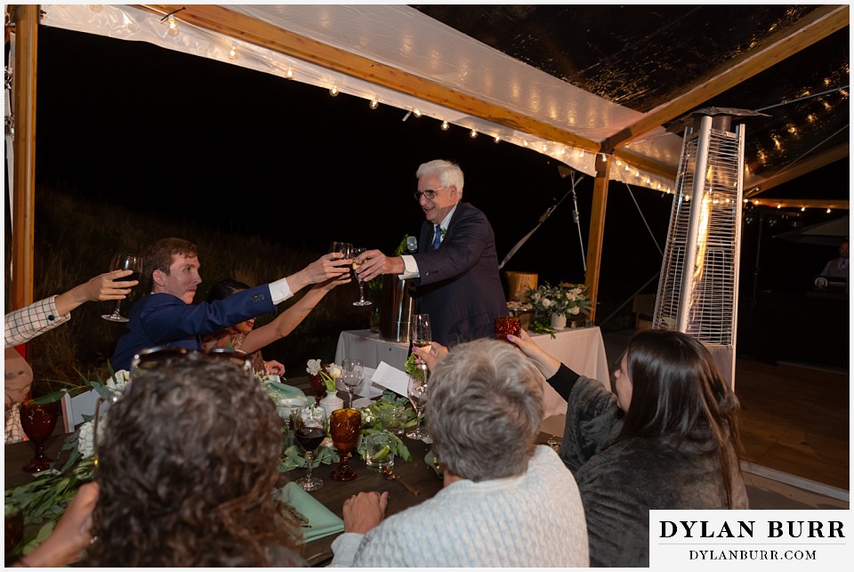 groom's father toasting Antler Basin Ranch wedding