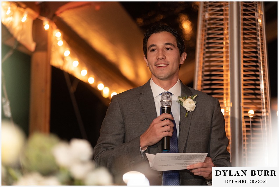 brides brother giving toast Antler Basin Ranch wedding