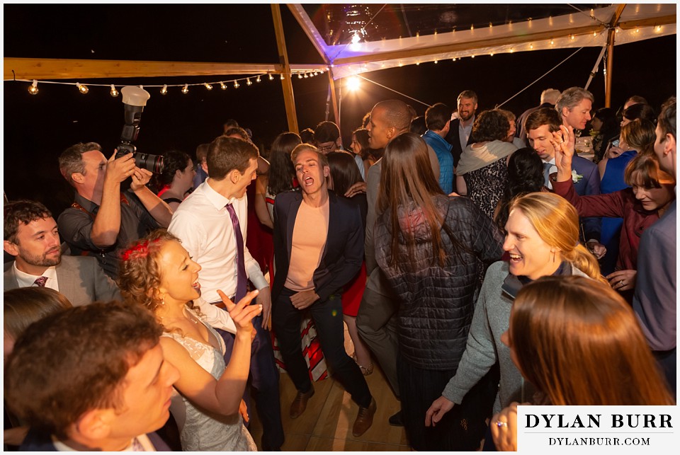 guests having fun during reception party antler basin ranch wedding