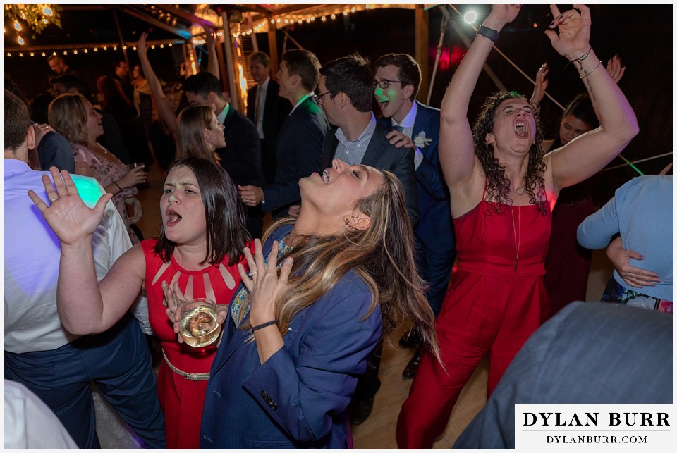 guests really getting into the song wedding reception antler basin ranch wedding