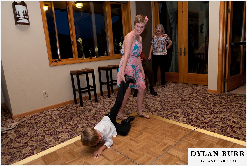 aspen colorado mountain wedding guest dragging kid