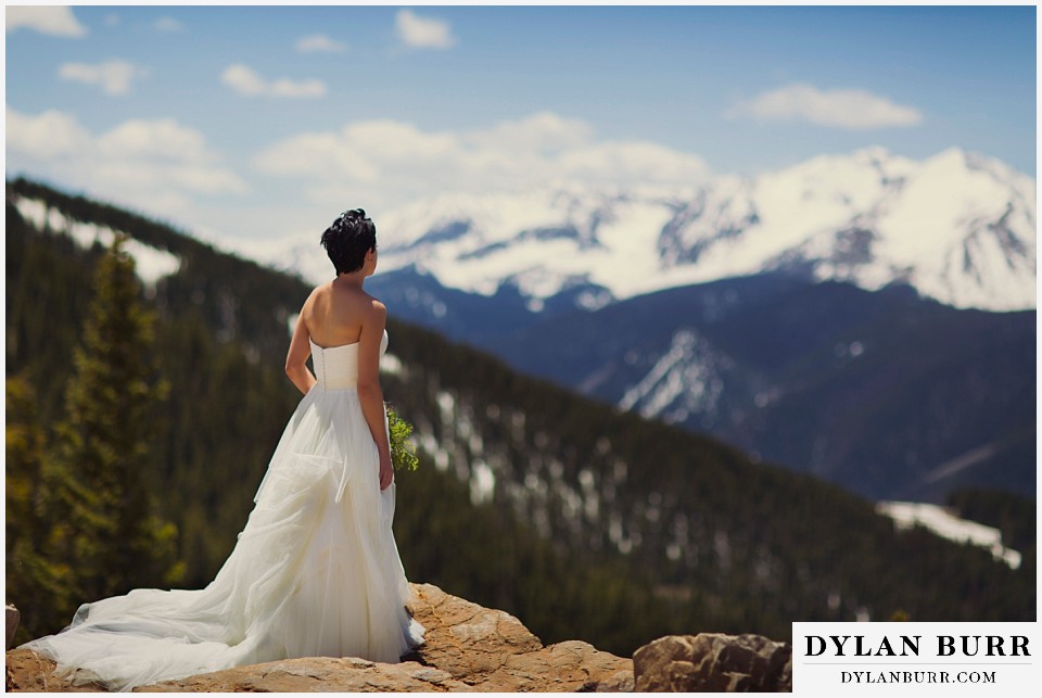aspen wedding elopement bride in snow capped mountains
