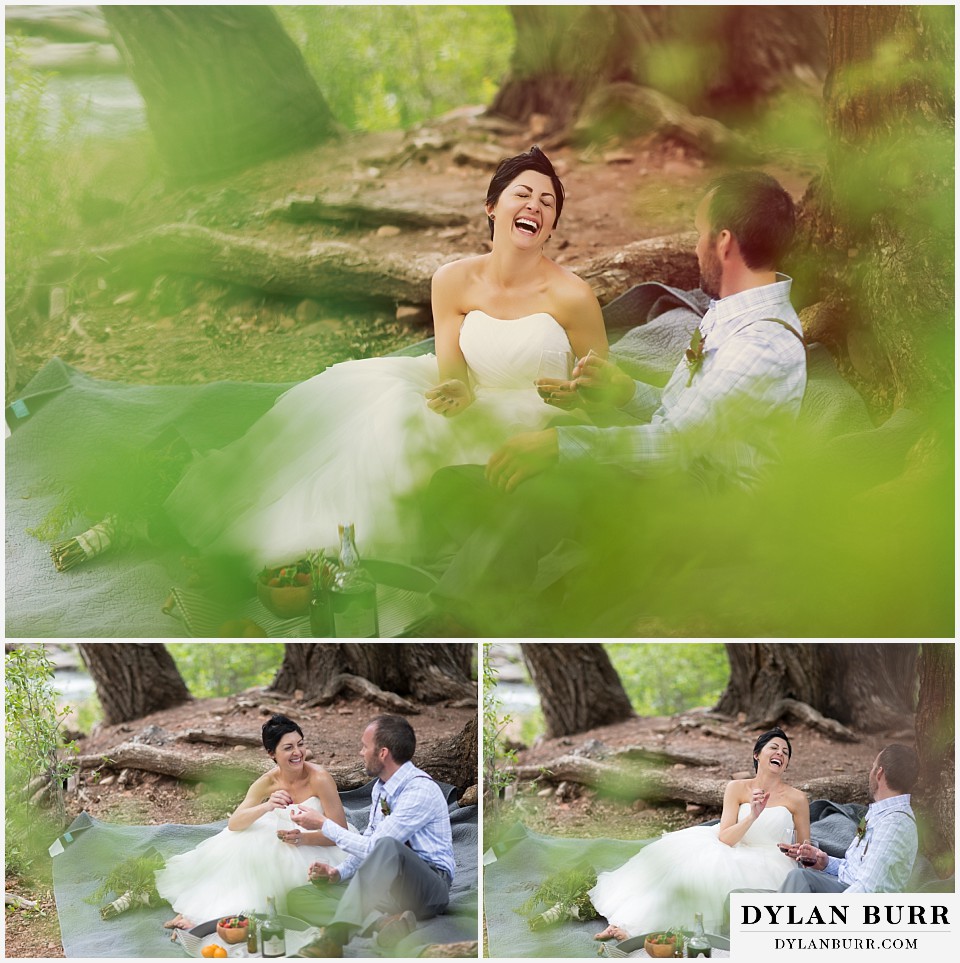 aspen wedding elopement bride and groom laughing together
