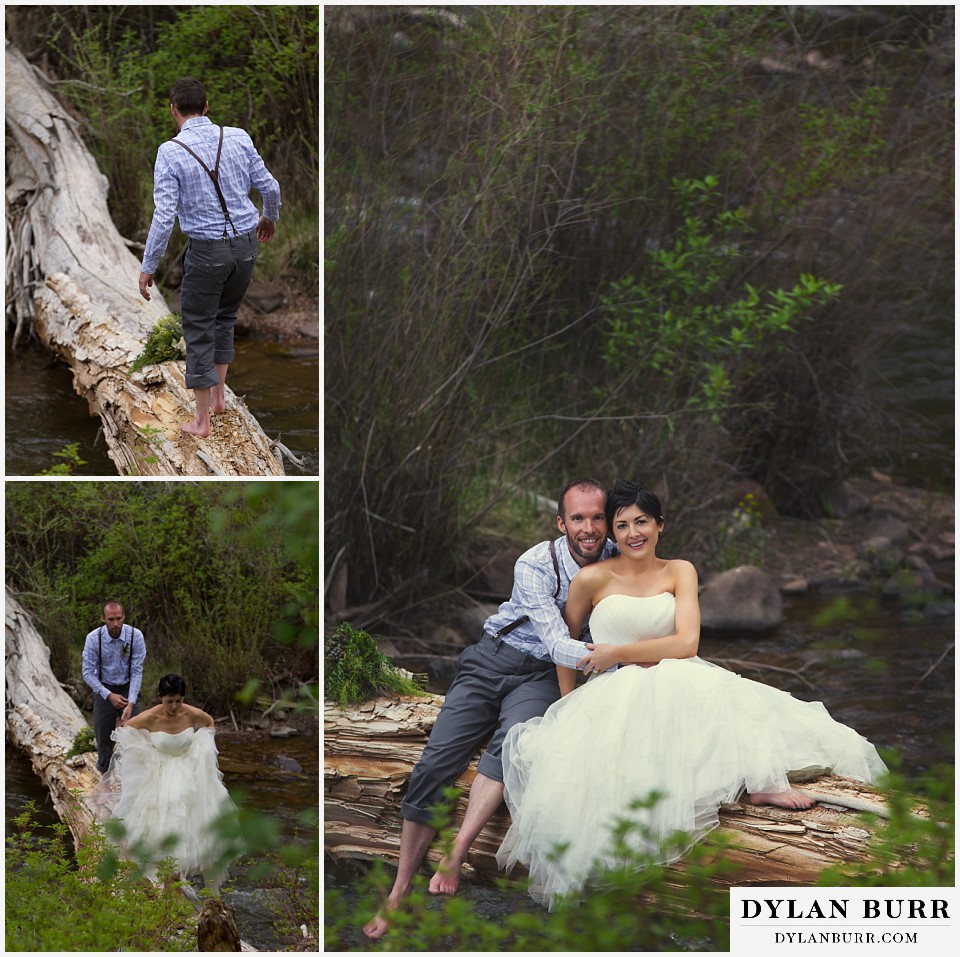 aspen wedding elopement bride and groom walking back off tree