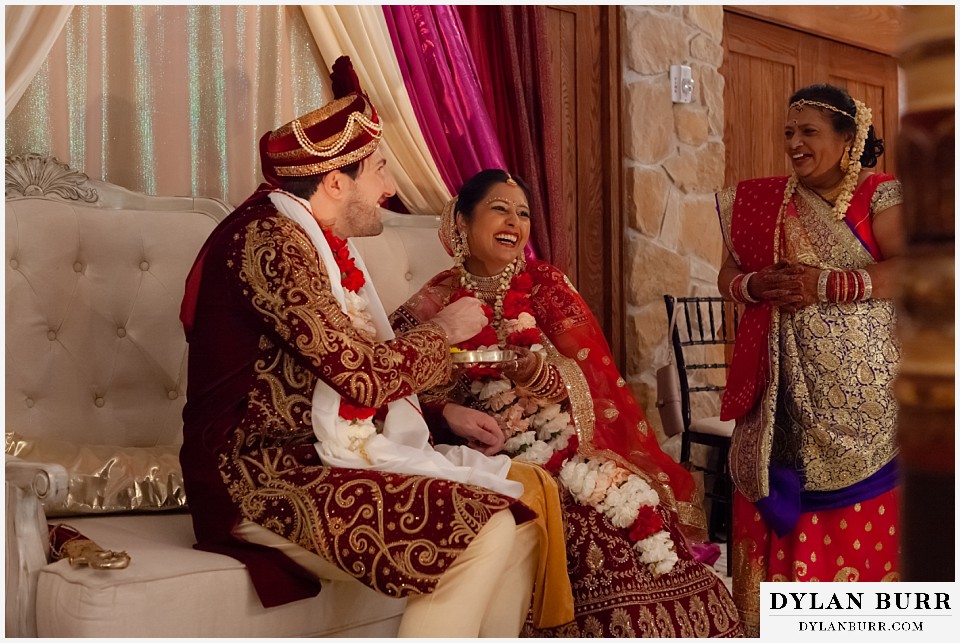 baldoria on the water wedding lakewood colorado hindu wedding newlyweds just married