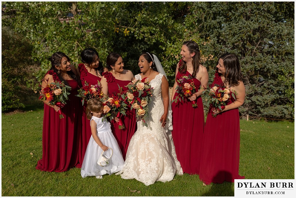 baldoria on the water wedding lakewood colorado hindu wedding bride and bridesmaids