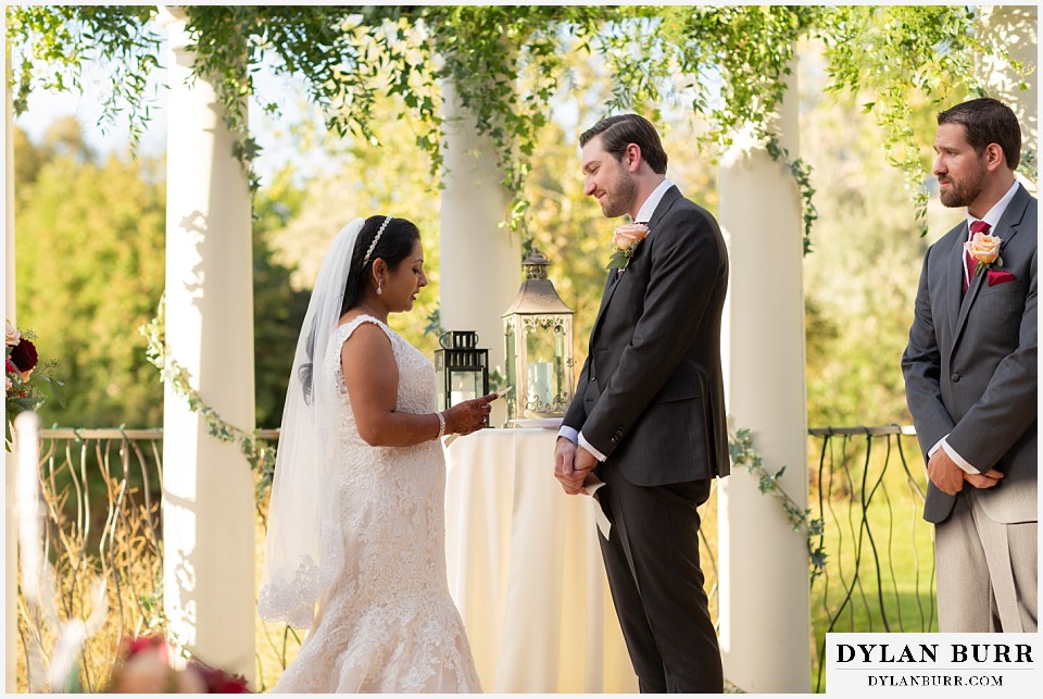 baldoria on the water wedding lakewood colorado hindu wedding bride reading vows