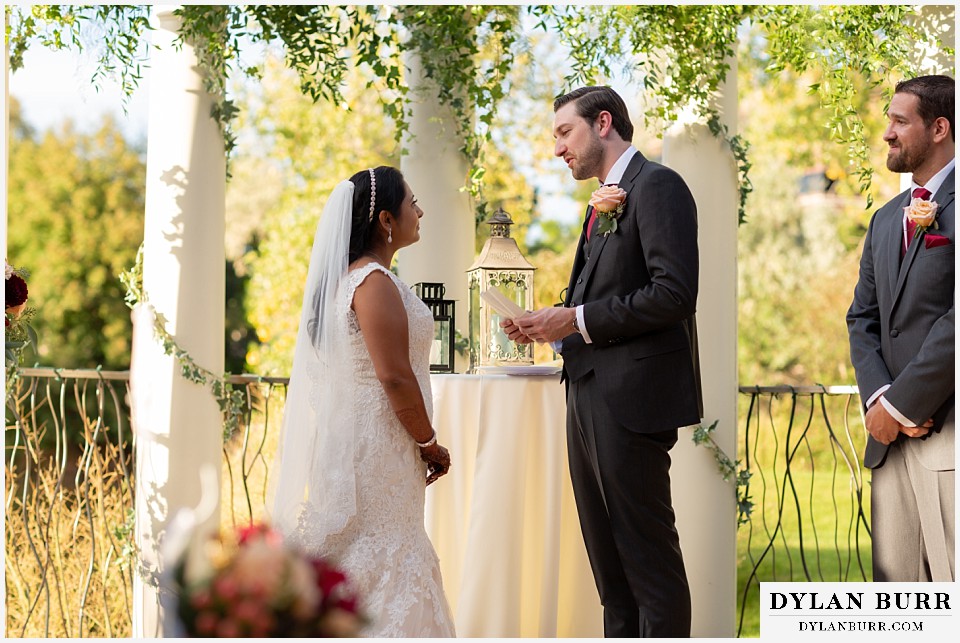 baldoria on the water wedding lakewood colorado hindu wedding groom reading vows