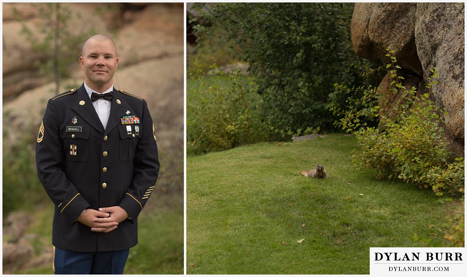 black canyon inn wedding estes park colorado groom marine armed forces wedding