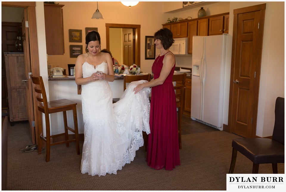 black canyon inn wedding estes park colorado bride ready for wedding ceremony