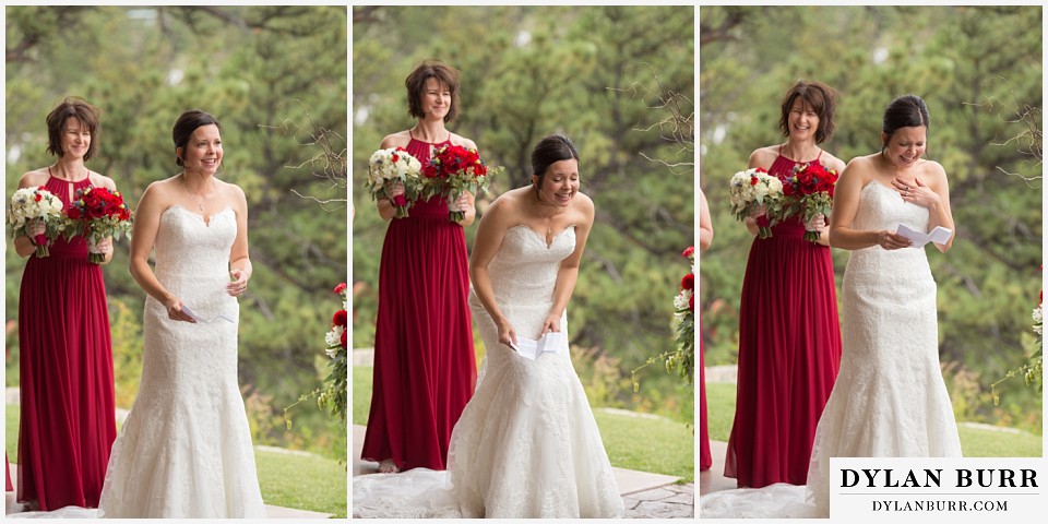 black canyon inn wedding estes park colorado bride giving wedding vows