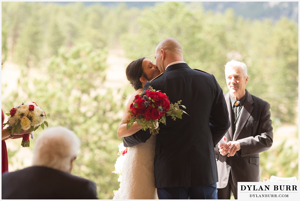 black canyon inn wedding estes park colorado first kiss just married