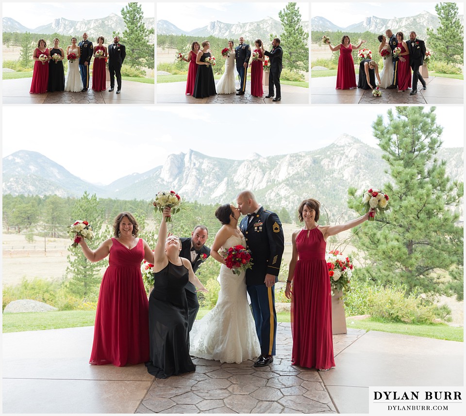 black canyon inn wedding estes park colorado fun bridal party photos