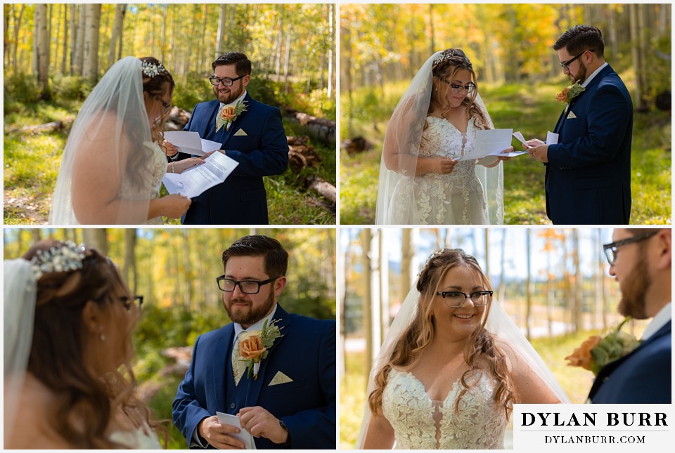 black diamond lodge wedding reading letters to each other