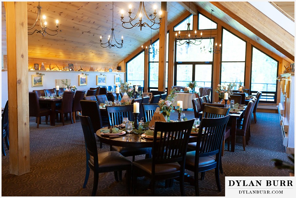 black diamond lodge wedding dinner reception room