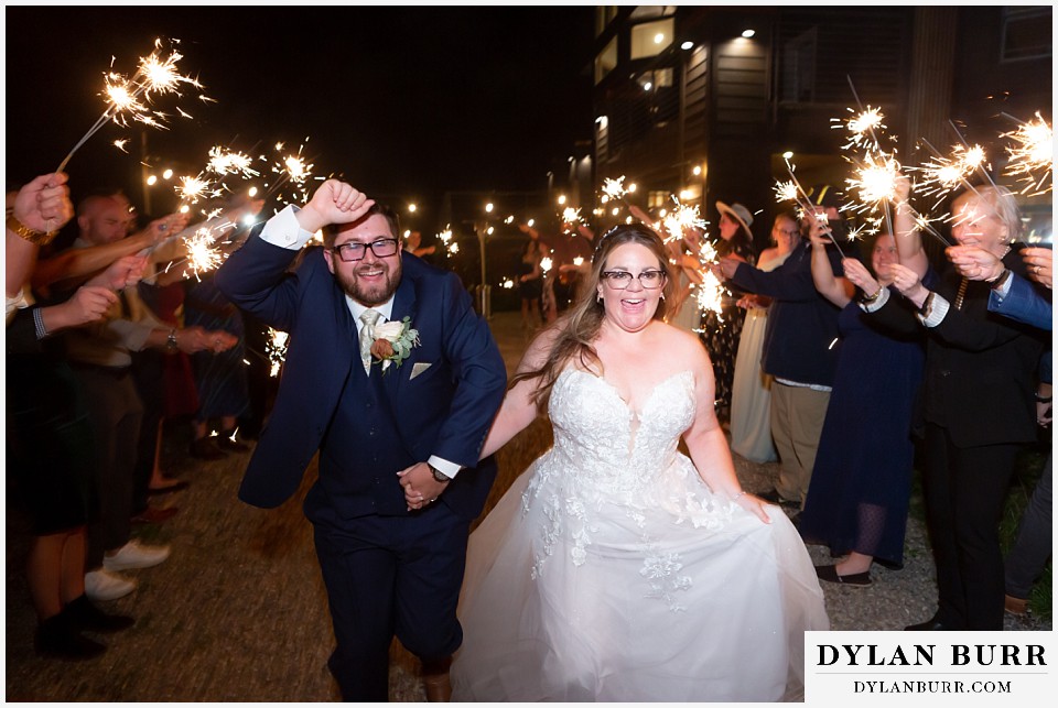 black diamond lodge wedding sparkler exit