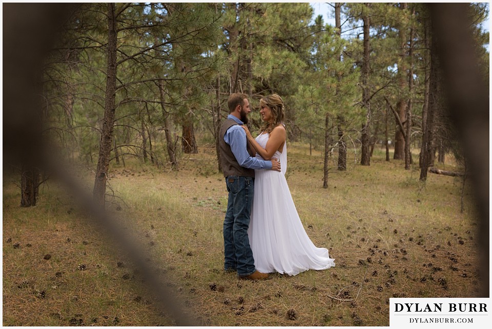 boho backyard colorado wedding excited newlyweds