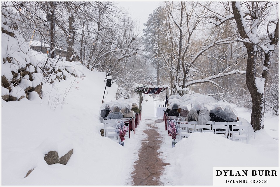 boulder creek by wedgewood weddings outdoor ceremony site covered in snow