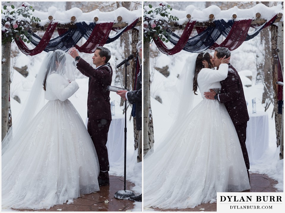 boulder creek by wedgewood weddings first kiss during ceremony