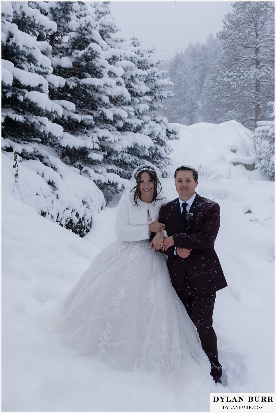 boulder creek by wedgewood weddings bride and groom deep in snow together