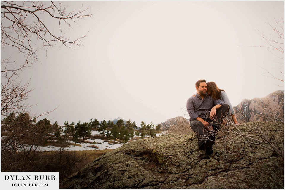 engagement session in boulder couple rocks