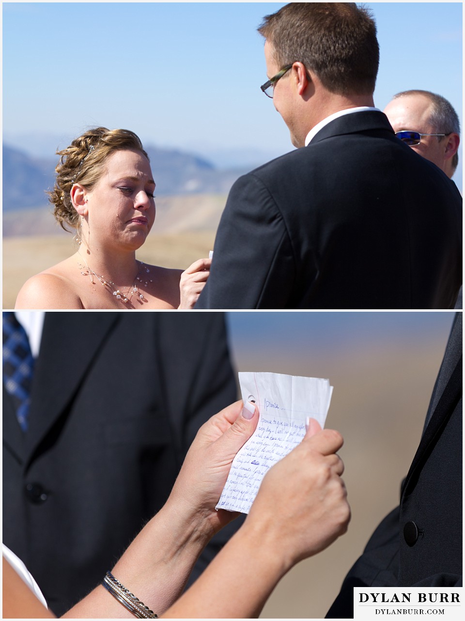 breckenridge 4wd adventure wedding bride reading vows while tearing up